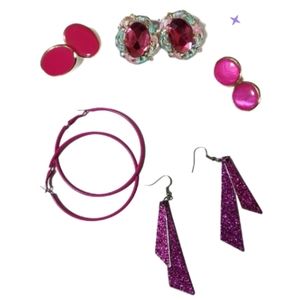 CVintage hot pink earring lot 80s